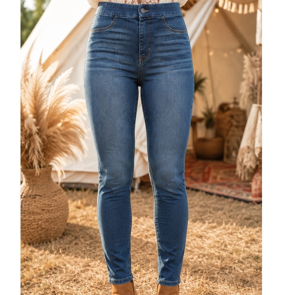 No Boundaries Womens Super High Rise Jeggings Dark Wash Skinny Jeans L 11-13
